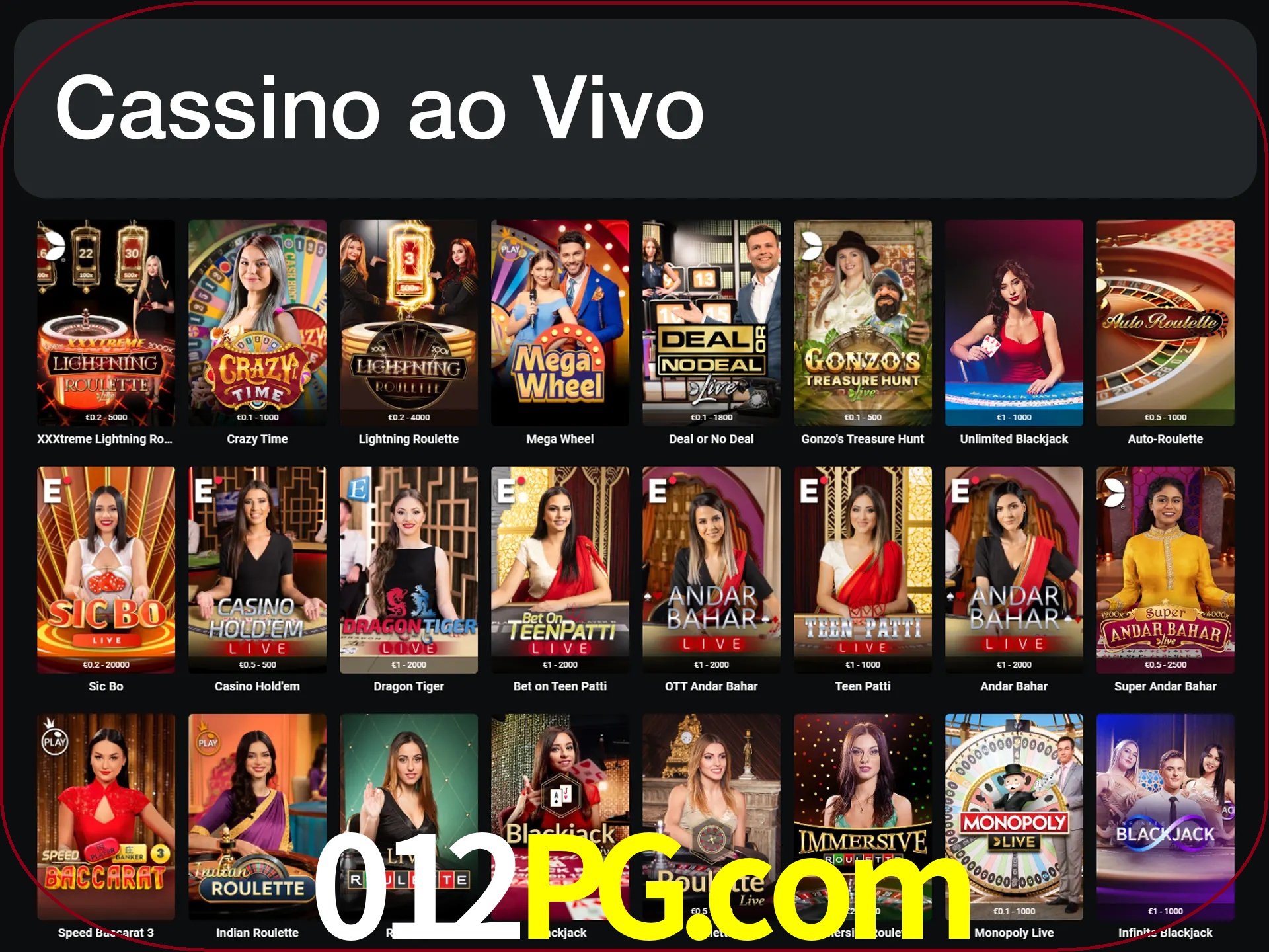 Jogue jogos de cassino com um verdadeiro dealer.