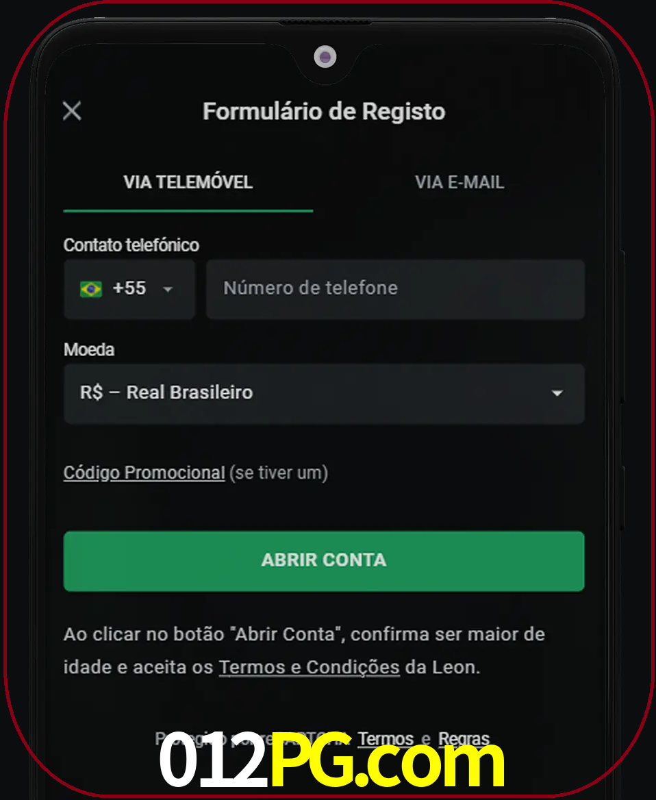 Abra o aplicativo e inicie o processo de registro.